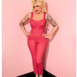 Vixen Micheline Pitt Candy Pink Lurex Pant Size 4X